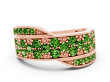 Rose gold Pavé Round Peridot Crossover Band with Bead Prong Setting_6