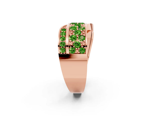 Rose gold Pavé Round Peridot Crossover Band with Bead Prong Setting