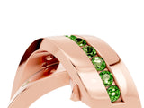 Rose gold Pavé Round Peridot Crossover Band with Channel Setting_10