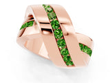 Rose gold Pavé Round Peridot Crossover Band with Channel Setting_7