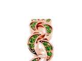 Rose gold Pavé Round Peridot Interlocking Eternity Band with Bezel Prong Setting_11