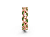 Rose gold Pavé Round Peridot Interlocking Eternity Band with Bezel Prong Setting_8