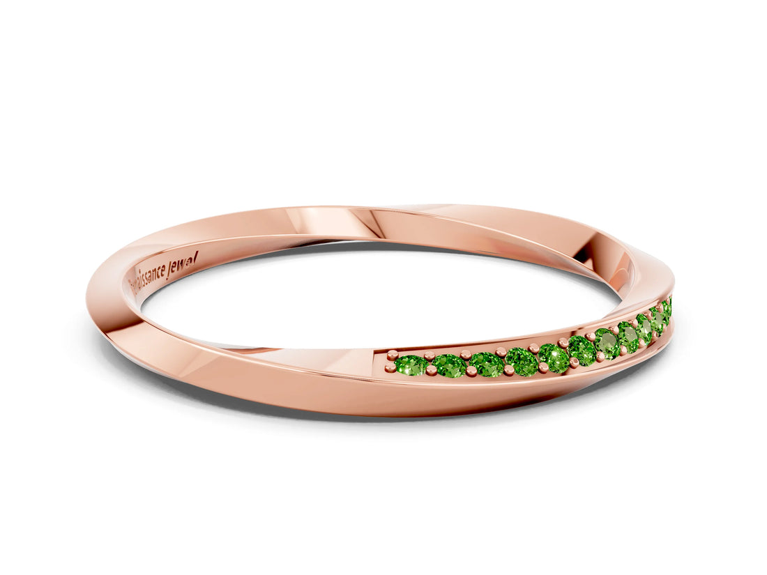 Rose gold Pavé Round Peridot Twist Band_6