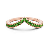 Rose gold Pavé Round Peridot V-Shaped Chevron Band with Shared Prong Setting_6
