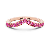 Rose gold Pavé Round Pink Sapphire Chevron Band with Shared Prong Setting_18