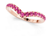 Rose gold Pavé Round Pink Sapphire Chevron Band with Shared Prong Setting_19