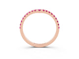 Rose gold Pavé Round Pink Sapphire Chevron Band with Shared Prong Setting_21