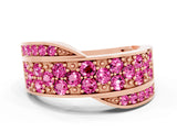 Rose gold Pavé Round Pink Sapphire Crossover Band with Bead Prong Setting_6
