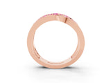 Rose gold Pavé Round Pink Sapphire Crossover Band with Bead Prong Setting_9