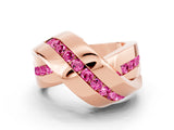 Rose gold Pavé Round Pink Sapphire Crossover Band with Channel Setting_18