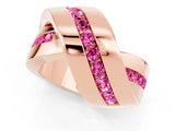 Rose gold Pavé Round Pink Sapphire Crossover Band with Channel Setting_19