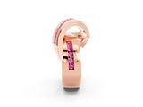 Rose gold Pavé Round Pink Sapphire Crossover Band with Channel Setting_20