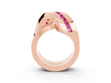 Rose gold Pavé Round Pink Sapphire Crossover Band with Channel Setting_21