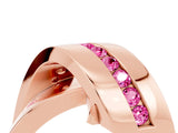 Rose gold Pavé Round Pink Sapphire Crossover Band with Channel Setting_22