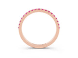 Rose gold Pavé Round Pink Sapphire Half Eternity Band with Shared Prong Setting_21
