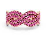 Rose gold Pavé Round Pink Sapphire Infinity Twist Band with Shared Prong Setting_6