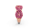 Rose gold Pavé Round Pink Sapphire Infinity Twist Band with Shared Prong Setting_8