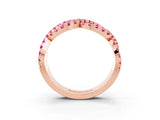 Rose gold Pavé Round Pink Sapphire Infinity Twist Band with Shared Prong Setting_9