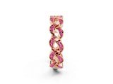 Rose gold Pavé Round Pink Sapphire Interlocking Eternity Band with Bezel Prong Setting_8