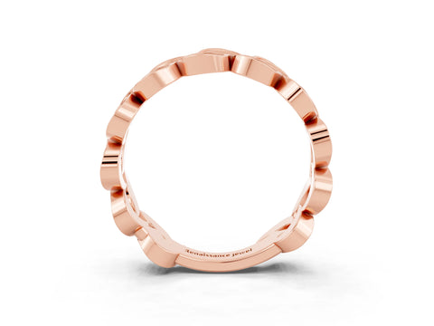 Rose gold Pavé Round Pink Sapphire Interlocking Eternity Band with Bezel Prong Setting_9