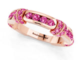 Rose gold Pavé Round Pink Sapphire Link Band with Bezel Setting_31