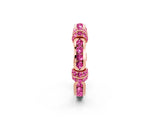 Rose gold Pavé Round Pink Sapphire Link Band with Bezel Setting_32