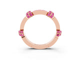 Rose gold Pavé Round Pink Sapphire Link Band with Bezel Setting_33