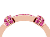 Rose gold Pavé Round Pink Sapphire Link Band with Bezel Setting_34