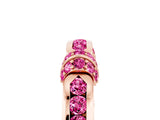 Rose gold Pavé Round Pink Sapphire Link Band with Bezel Setting_35