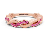 Rose gold Pavé Round Pink Sapphire Twist Eternity Band with Shared Prong Setting_18