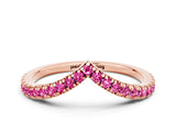 Rose gold Pavé Round Pink Sapphire V-Shaped Chevron Band with Shared Prong Setting_18