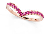 Rose gold Pavé Round Pink Sapphire V-Shaped Chevron Band with Shared Prong Setting_19
