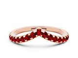 Rose gold Pavé Round Ruby Chevron Band with Shared Prong Setting_6