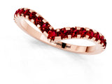 Rose gold Pavé Round Ruby Chevron Band with Shared Prong Setting_7