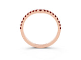 Rose gold Pavé Round Ruby Chevron Band with Shared Prong Setting_9