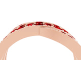 Rose gold Pavé Round Ruby Crossover Band with Bead Prong Setting_10