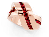 Rose gold Pavé Round Ruby Crossover Band with Channel Setting_7