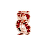Rose gold Pavé Round Ruby Interlocking Eternity Band with Bezel Prong Setting_11