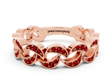 Rose gold Pavé Round Ruby Interlocking Eternity Band with Bezel Prong Setting_6