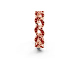 Rose gold Pavé Round Ruby Interlocking Eternity Band with Bezel Prong Setting_8