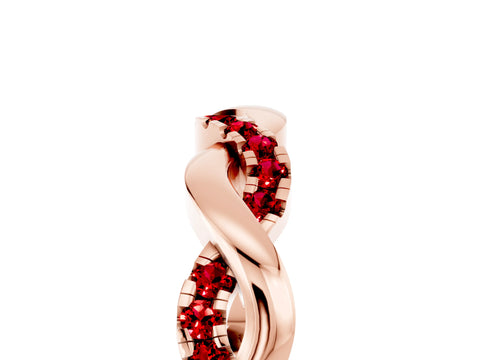 Rose gold Pavé Round Ruby Twist Eternity Band with Shared Prong Setting_11