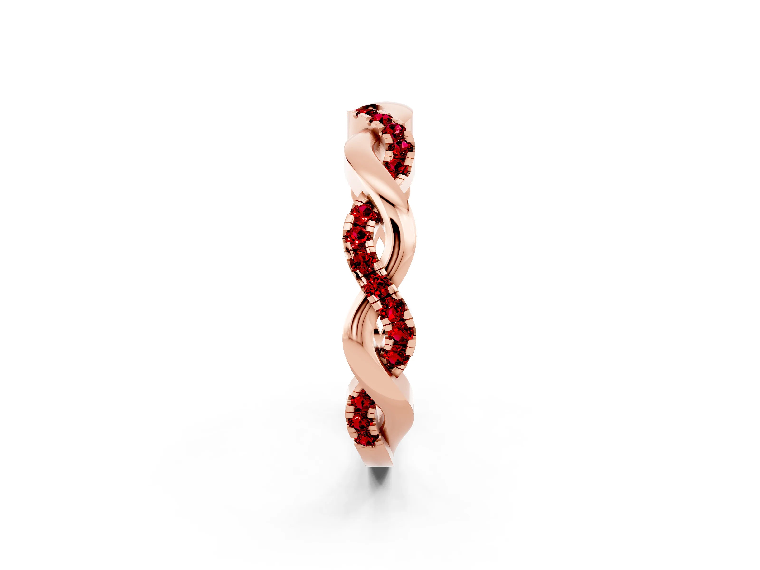 Rose gold Pavé Round Ruby Twist Eternity Band with Shared Prong Setting_8