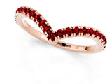 Rose gold Pavé Round Ruby V-Shaped Chevron Band with Shared Prong Setting_7