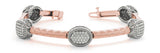 Rose gold Pavé Round Stone Braided Band Bezel Prong Bracelet
