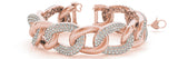 Rose gold Pavé Round Stone Chain Link Bracelet with Heart Clasp