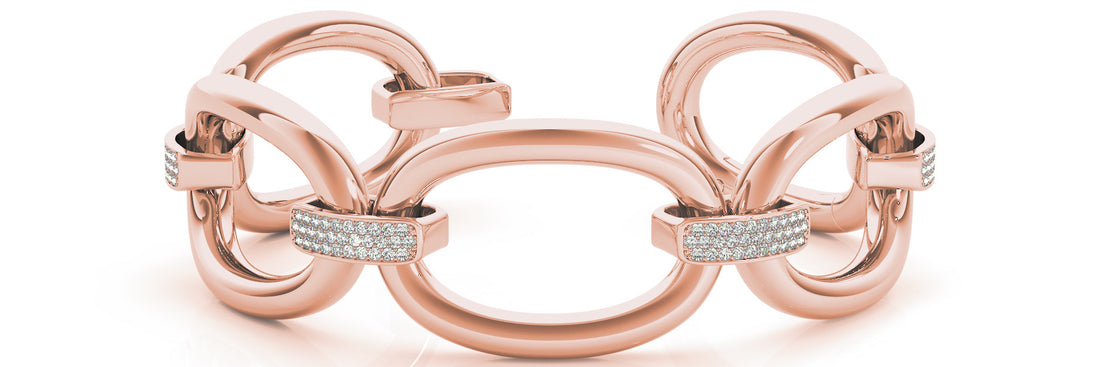 Rose gold Pavé Round Stone Link Bracelet with Channel Setting