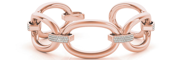 Rose gold Pavé Round Stone Link Bracelet with Channel Setting