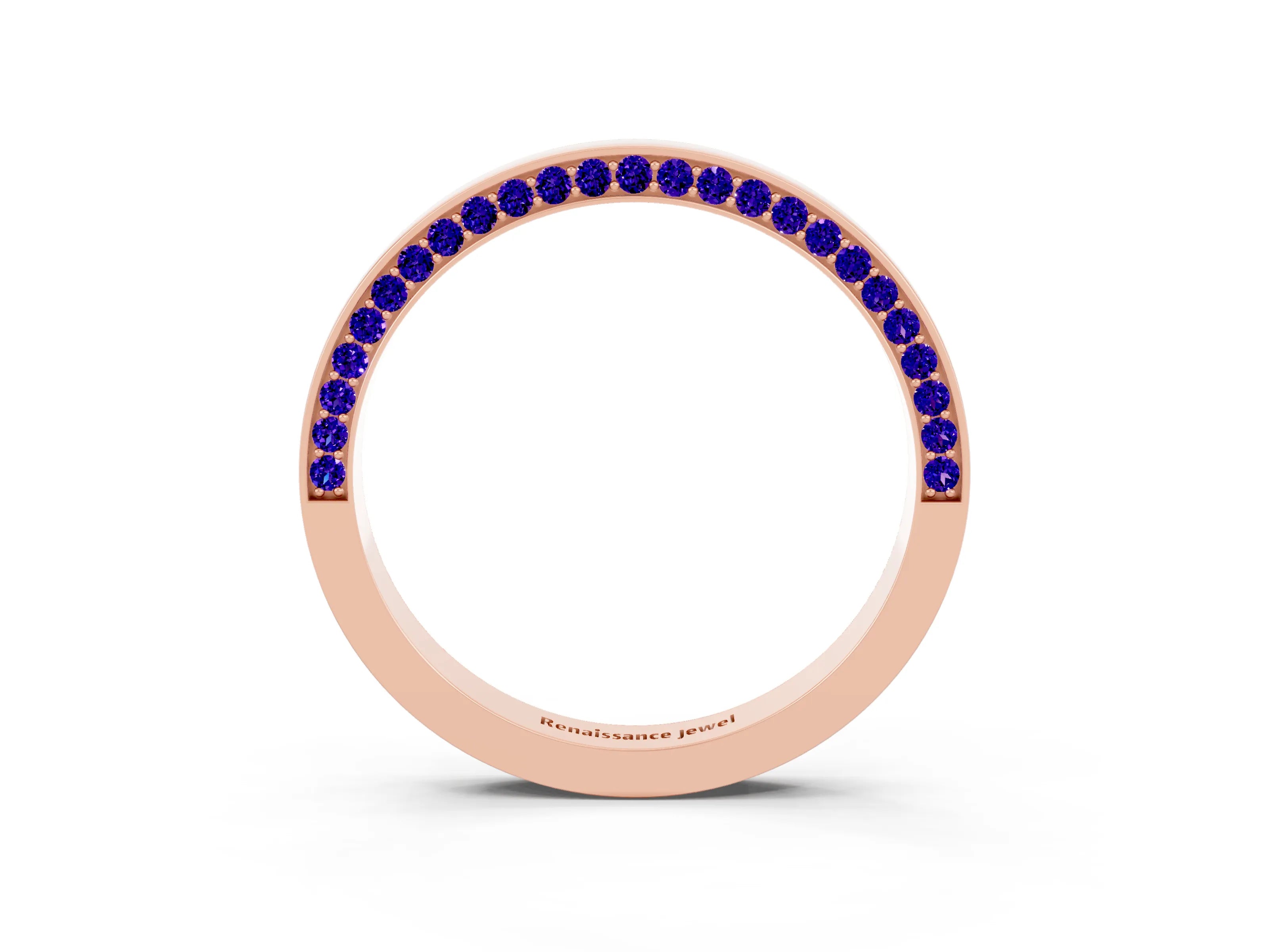 Rose gold Pavé Round Tanzanite Channel Set Band_21