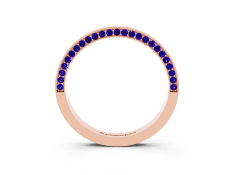 Rose gold Pavé Round Tanzanite Channel Set Band_21