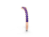 Rose gold Pavé Round Tanzanite Chevron Band with Shared Prong Setting_8